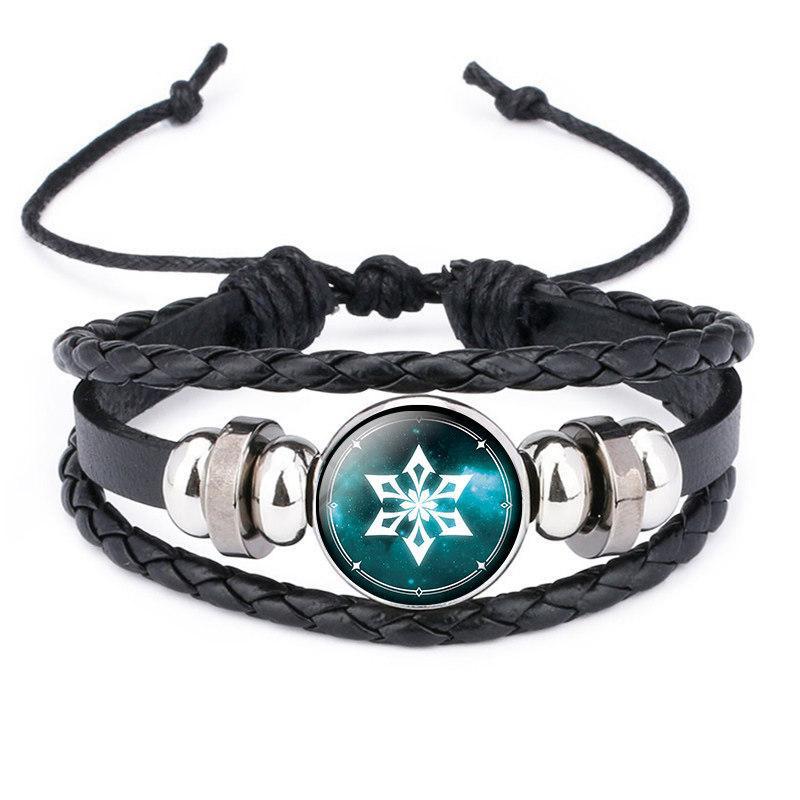 Original Dios tiempo periférico gema cuero negro luminoso anime juego ojo pulsera hombres y mujeres joyería en stock al por mayor
