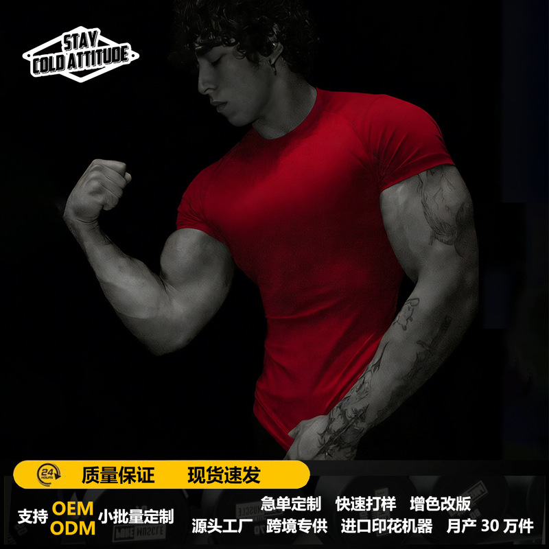 Sca American-Style Muscle-Enhancing High-Elastic Compression Training Base Layer Running Basketball Fitness Breathable Short-Sleeve Sports Quick-Dry T-Shirt for Men Sca American-Style Muscle-Enhancing High-Elastic Compression Training Base Layer Running Basketball Fitness Breathable Short-Sleeve Sports Quick-Dry T-Shirt for Men