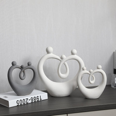 Ceramic family of three ornaments, home accessories, living room, TV cabinet, wine cabinet, entrance cabinet, decorations