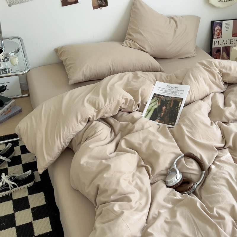 Madre y bebé clase A dormitorio desnudo cuatro piezas de algodón puro algodón colcha cubierta sábanas de cama de dormitorio de estudiantes tres piezas de conjunto