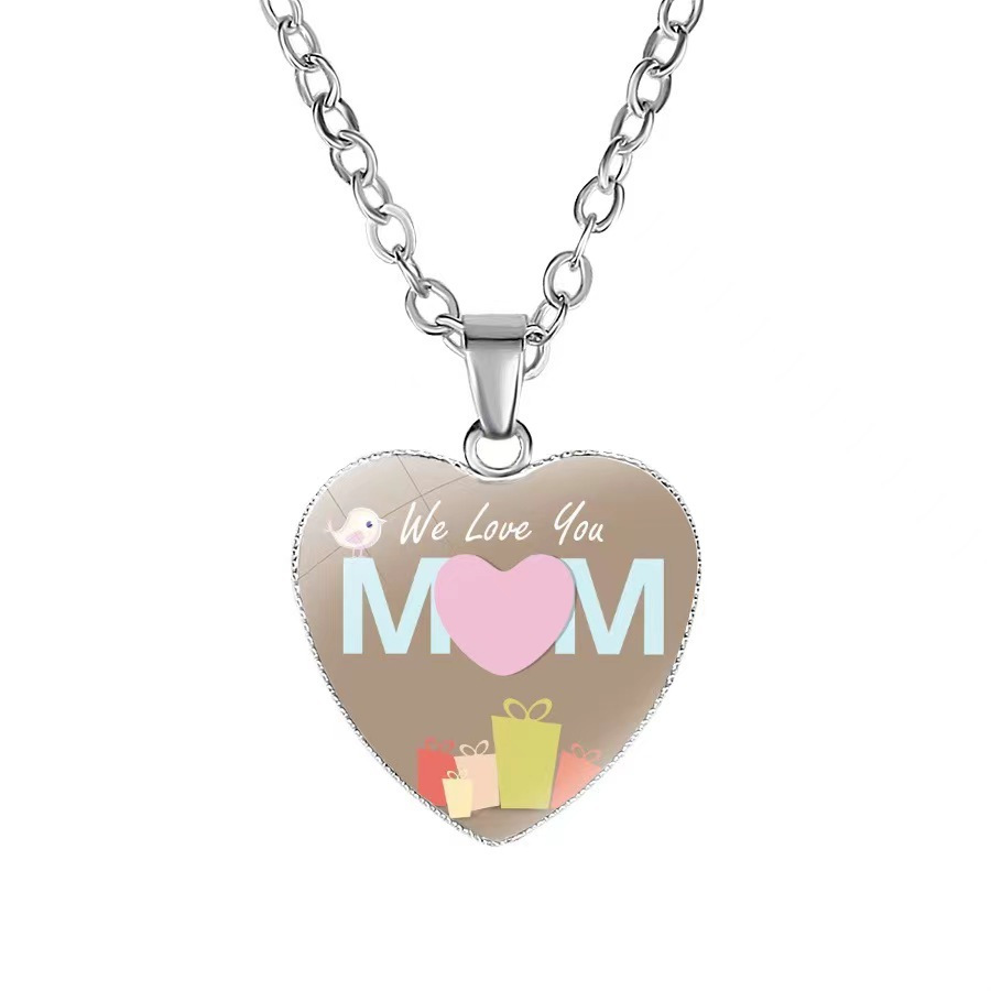 Joyas transfronterizas amor de mamá colgante en forma de corazón coreano simple regalo de vacaciones moda collar universal mujer image 10