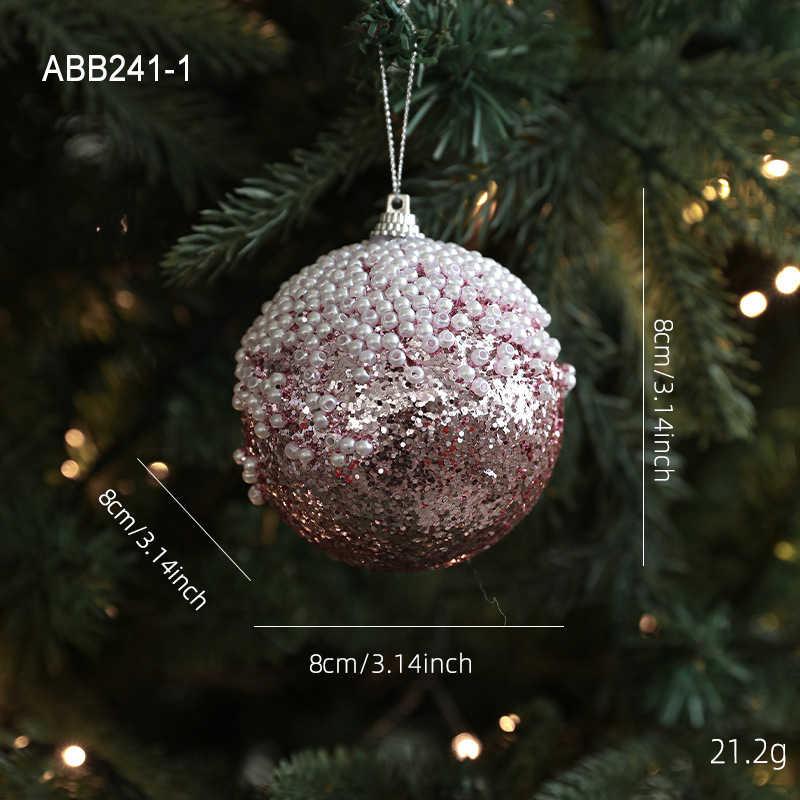 Nueva espuma rosa bola de Navidad colgante polvo brillante polvo adhesivo árbol de Navidad colgante bola decoración colgante disposición