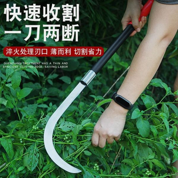 淬火锰钢柳叶镰刀双边开刃锋利防滑手柄农用园林割草修枝收割神器