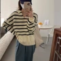新款秋季条纹撞色毛衣