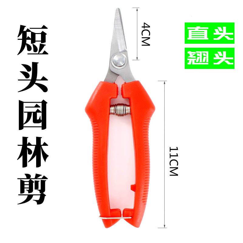短头树枝剪刀翘头弯头修枝剪园林工具果枝剪花艺枝叶剪园艺粗枝剪