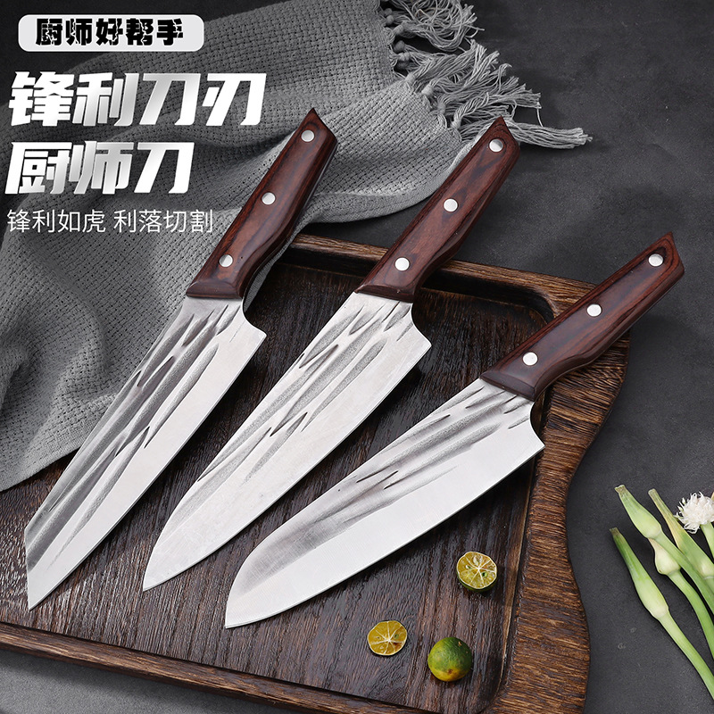 不锈钢圆头手工锻打女士小切片刀宰杀鱼刀鱼生刀刺身刀日式厨师刀