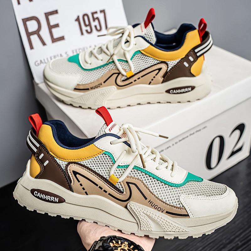 Deportes zapatos casuales primavera y verano para hombres 2025 nuevos zapatos para hombres zapatos de moda de malla de todo fósforo para estudiantes y adolescentes con suela gruesa