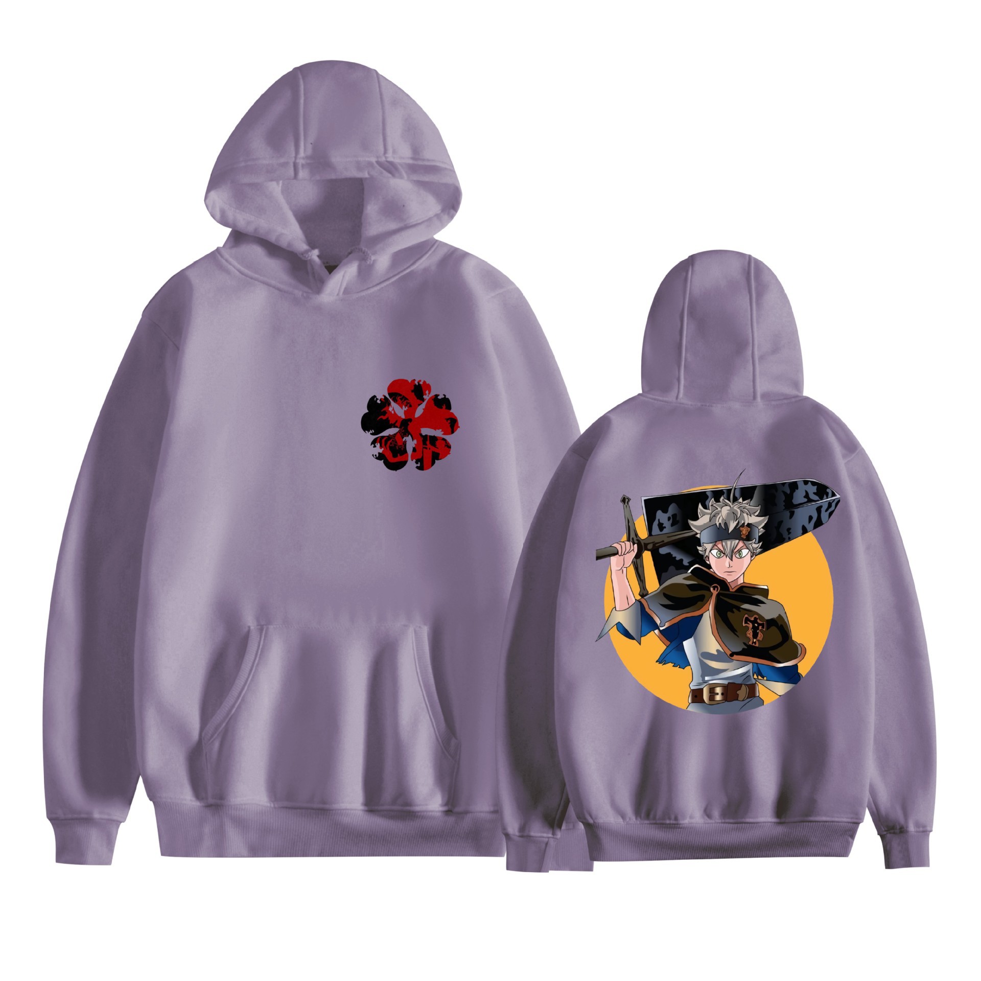 Trébol de cuatro hojas negro nuevo transfronterizo Black Clover animación periféricos hombres y mujeres suéter con capucha suelto casual