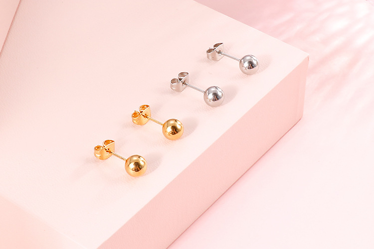 simple fashionable golden ball OT buckle necklace earrings stainless steel set wholesale nihaojewelr