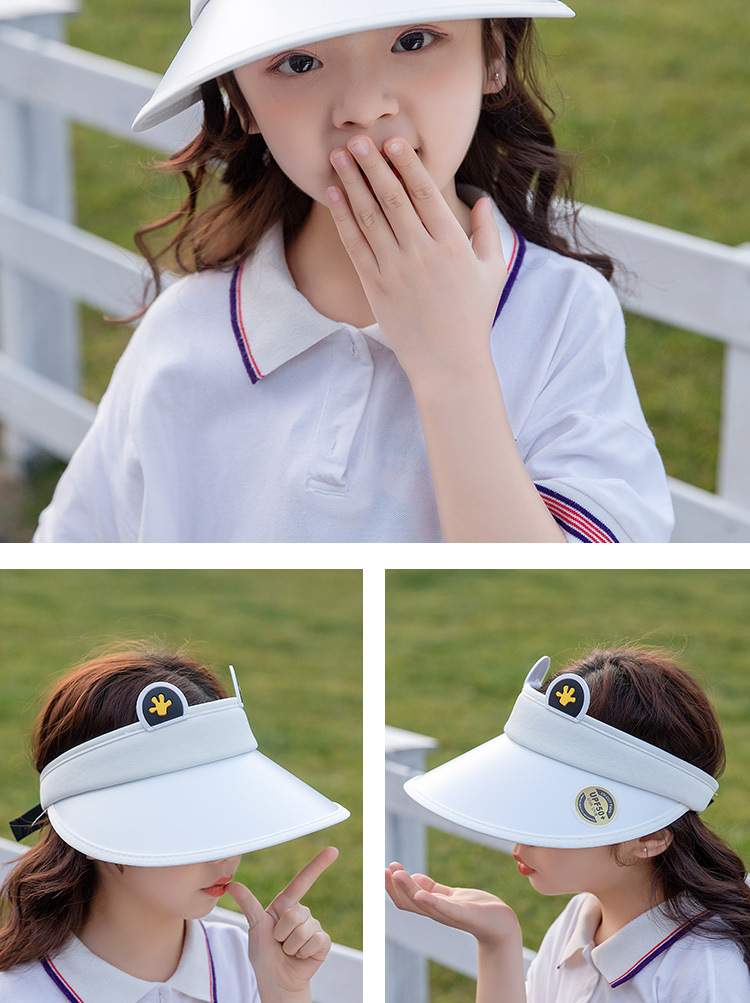 1023 Children&#39;s Sun Protection Hat Summer With Ears Sun Hat Girl Boy Baby Big Brim Empty Top Sun Hat display picture 2