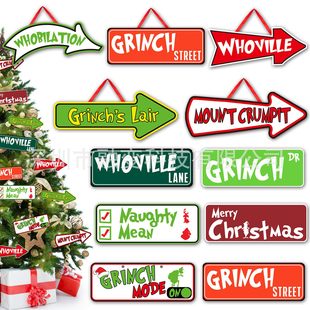 Grinchs Christmas Tree Decorations cross-border hot Christmas Tree decorative tag paper tag