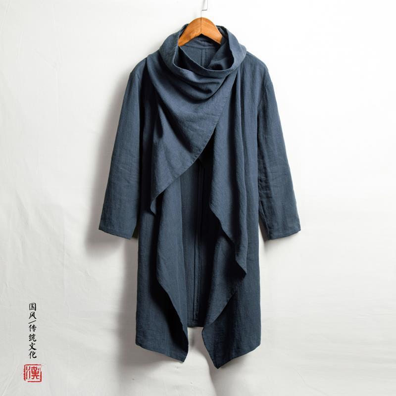 Chinese-style Zen-inspired men's cape, coat, retro Chinese trench coat, cloak, traditional Taoist robe, Hanfu, ancient style lay Buddhist attire.