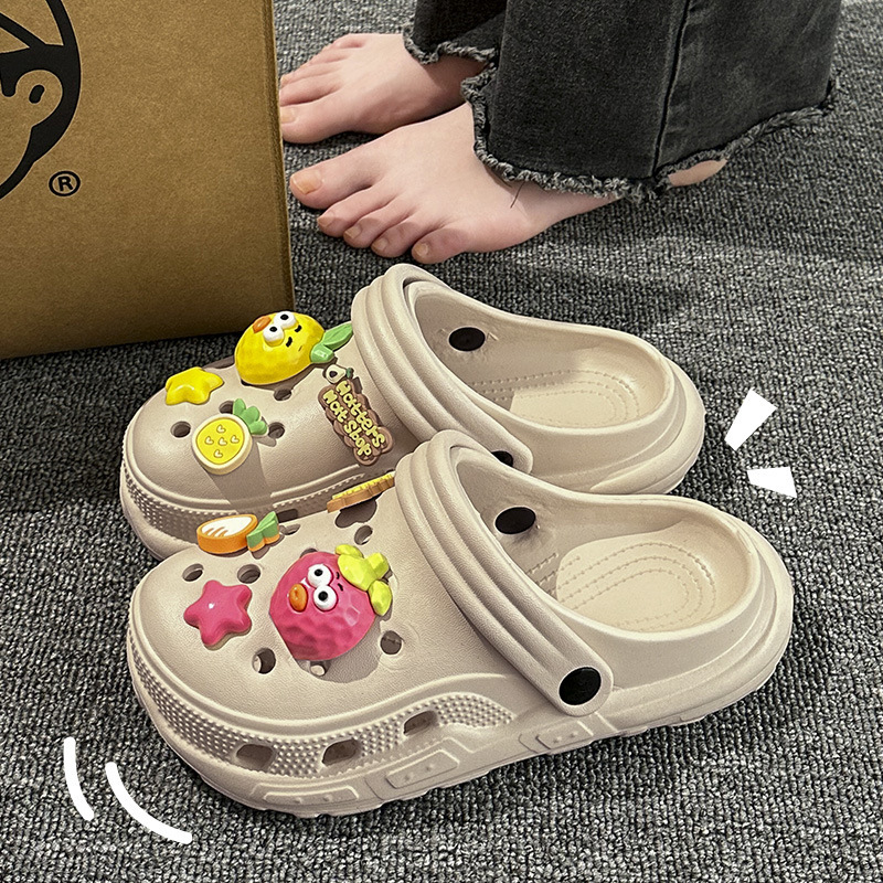 Eva Hole Shoes Men's Summer Outer Wear Thick-soled Non-slip 2024 New Beach Sandals Women's Half Slippers