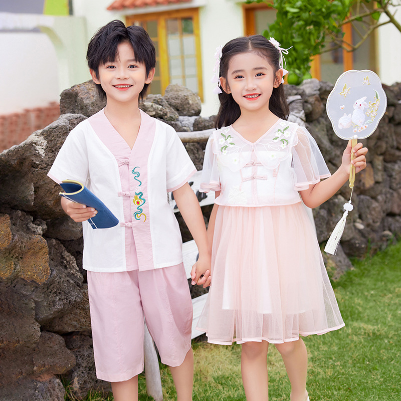 Kindergarten Summer Uniforms: Chinese-style School Sets with Retro-Style Cheongsams for Teachers, Elementary & Middle School Students