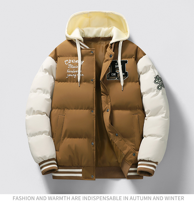 Herren Slim Fit Baseballjacke Mit Kapuze Und Baumwollfutter_voghion.com