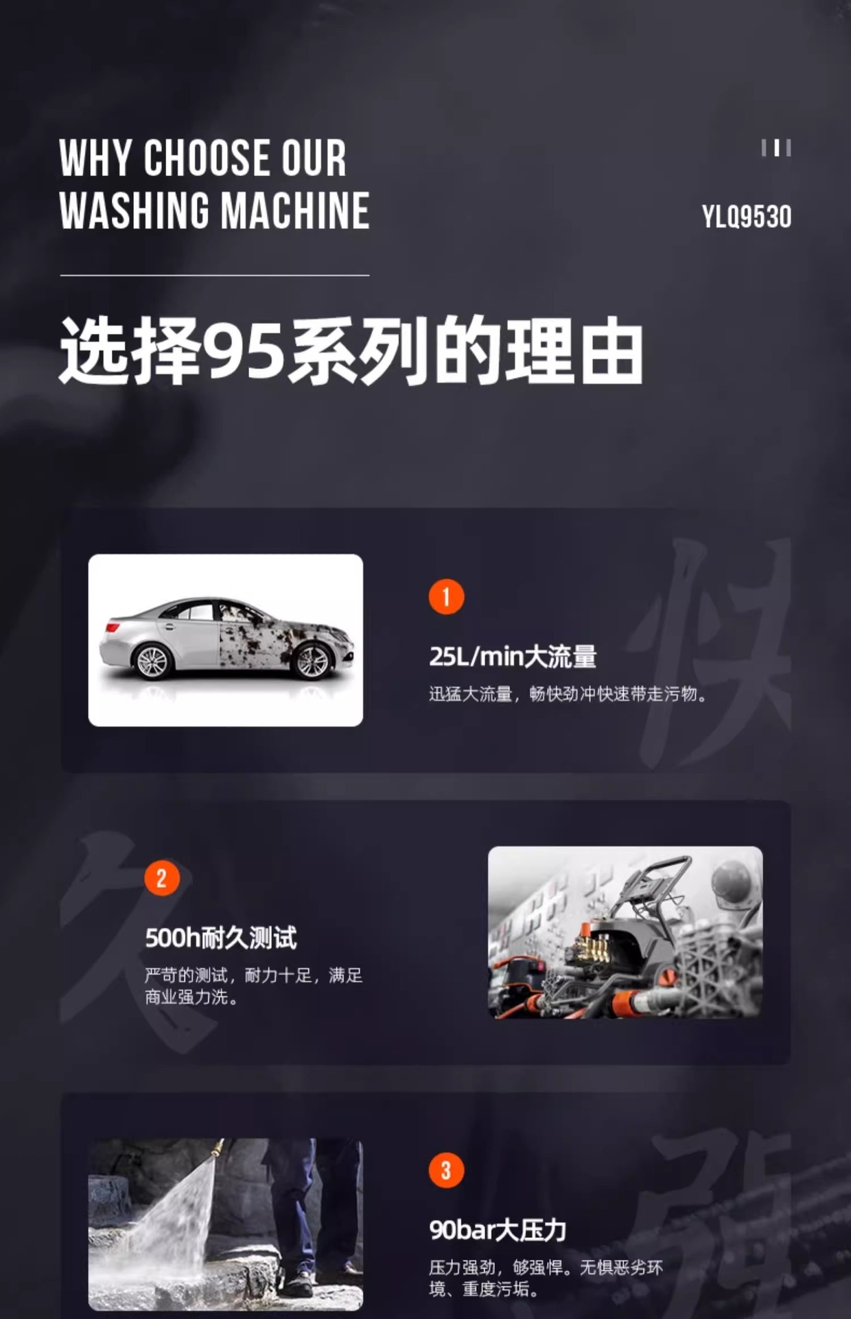 Yili High Power Commercial 95 Series High Pressure Car Washer Industrial Powerful Water Pump Car Wash Shop Car Wash Farm Farm