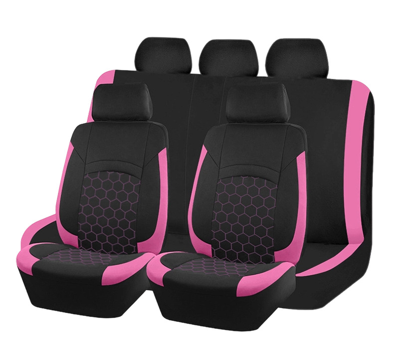 New Hexagonal Honeycomb Car Seat Cushion, Soft and Wear-Resistant, Full-Coverage Seat Cover, Black and Red, Black and Beige Dual-Color Car Seat Cushion