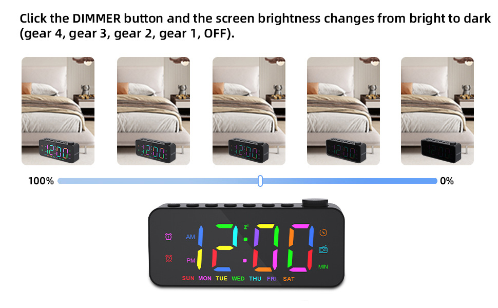 Black Amazon Mirror Alarm Clock - Lifestyle Image