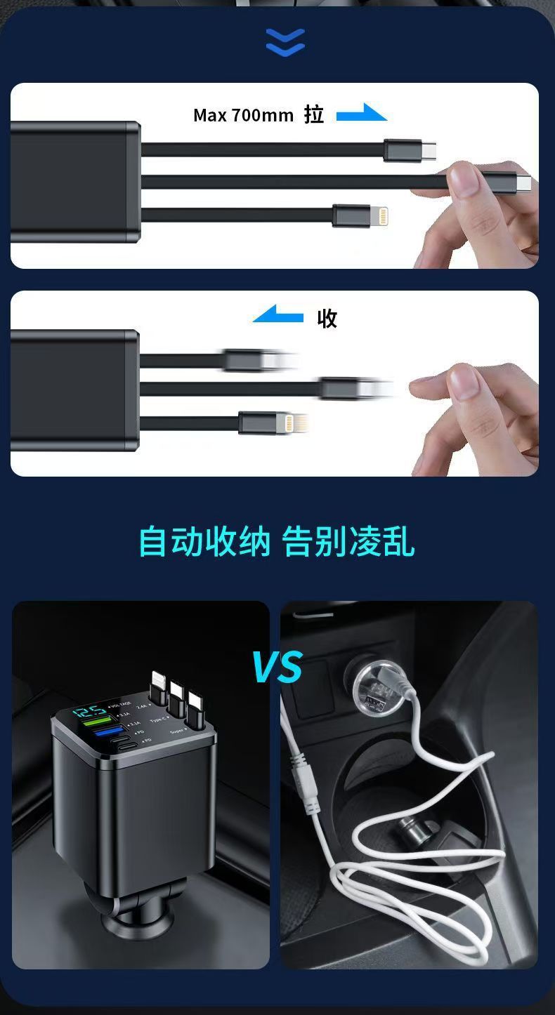 New 240W super-fast car charger, a 2-port cigarette lighter adapter, compatible with Huawei and Apple phones
