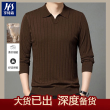 跨境六羊毛针织衫男2025秋季新款长袖商务休闲海鸥领男士羊毛衫
