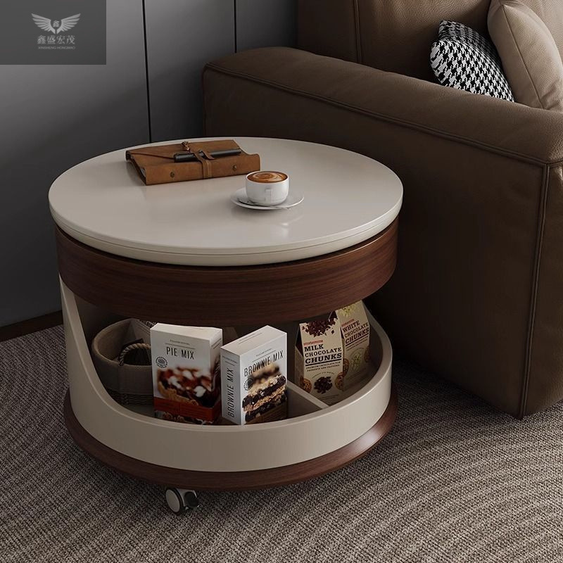 Casa pequeña moderna sala de estar de madera maciza mesa de té doméstica móvil simple sofá multifuncional carro pequeño elevación almacenamiento