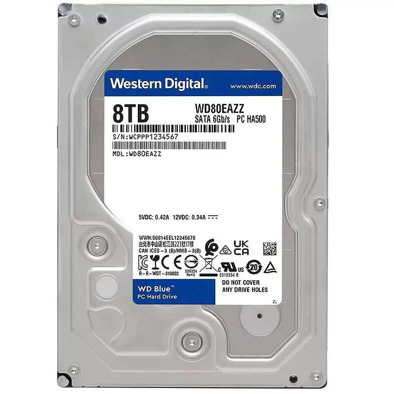 Подходит к SATA West Digital WD Blue Disk WD80EAZZ 8T Машина Машинная Механический Жесткий диск Вертикальный 3.5 Английский