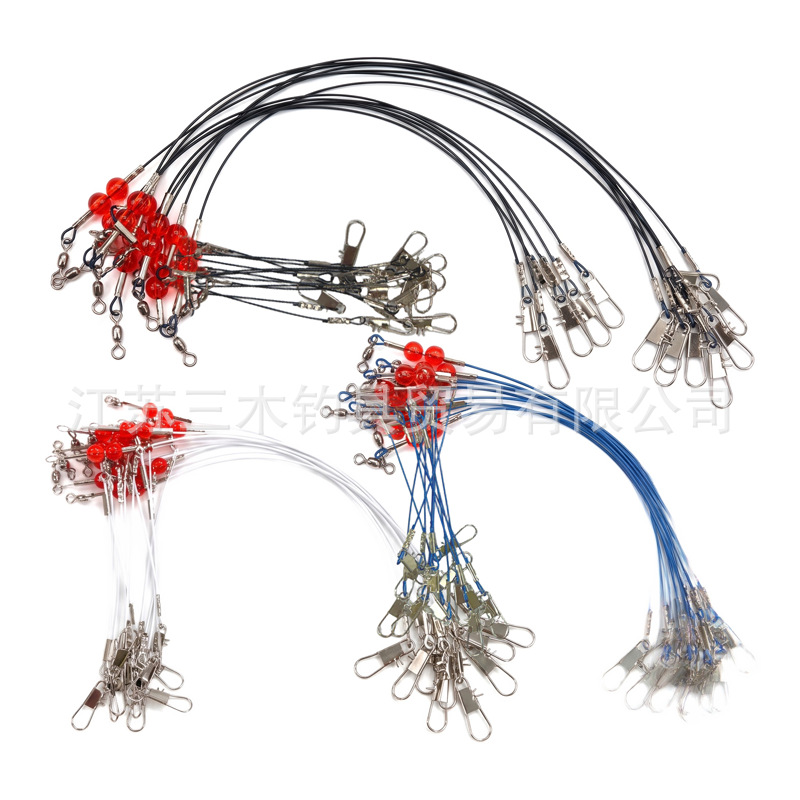 16-strand/26-strand steel wire leader, anti-bite steel wire with swivel and snap, for sea fishing
