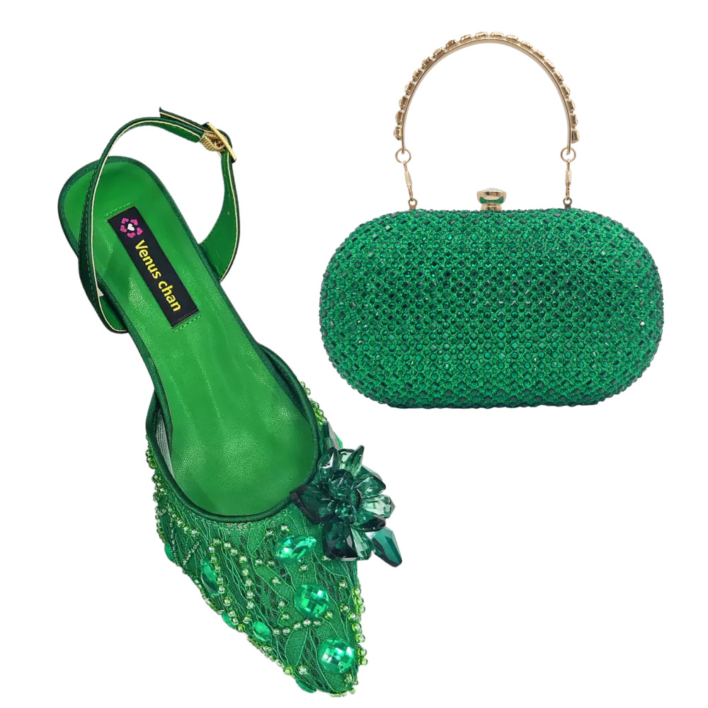 Zapatos estilo italiano para la cena de encaje seda cristal sandalias de tacón fino para mujeres de verano punta de diamante zapatos individuales image 3