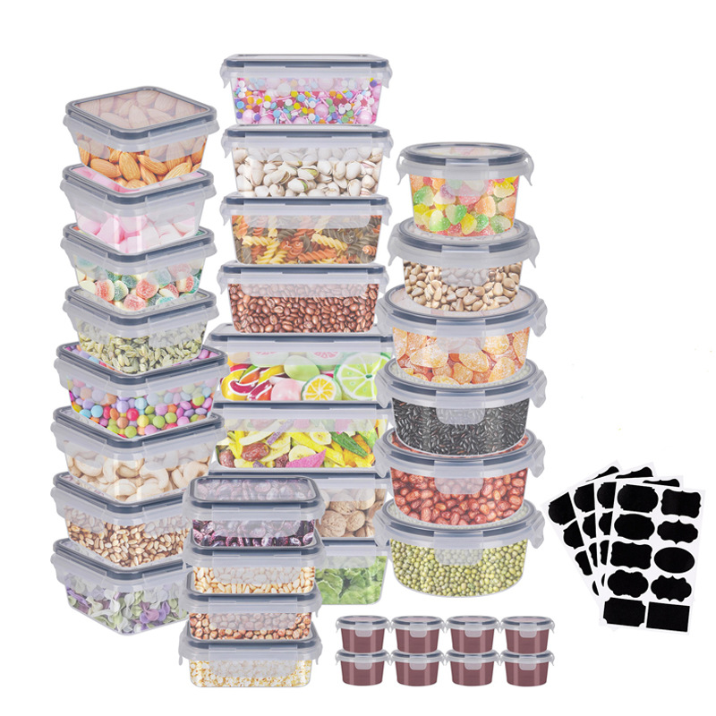 Set di 34 contenitori per alimenti senza BPA – Organizzatori ermetici in plastica PP adatti al microonde (impilabili, capacità 1-2 l)_voghion.com