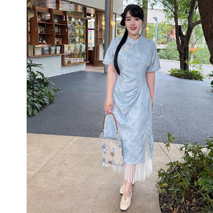 51537 New Chinoiserie Young Style Can Be Worn Daily and Elegant Improved Summer New Style Front Slit Elegant Large Size Cheongsam