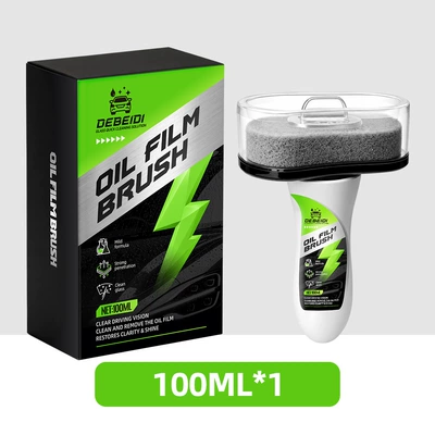 Car Glass Cleaning Kit, Handle Oil Film Brush, Oil Film Removal Coating Agent, Cross-Border Hot-Selling Foreign Trade Supply (Glass agent) - 100ml-boxed-handle-oil-film-brush-1-box