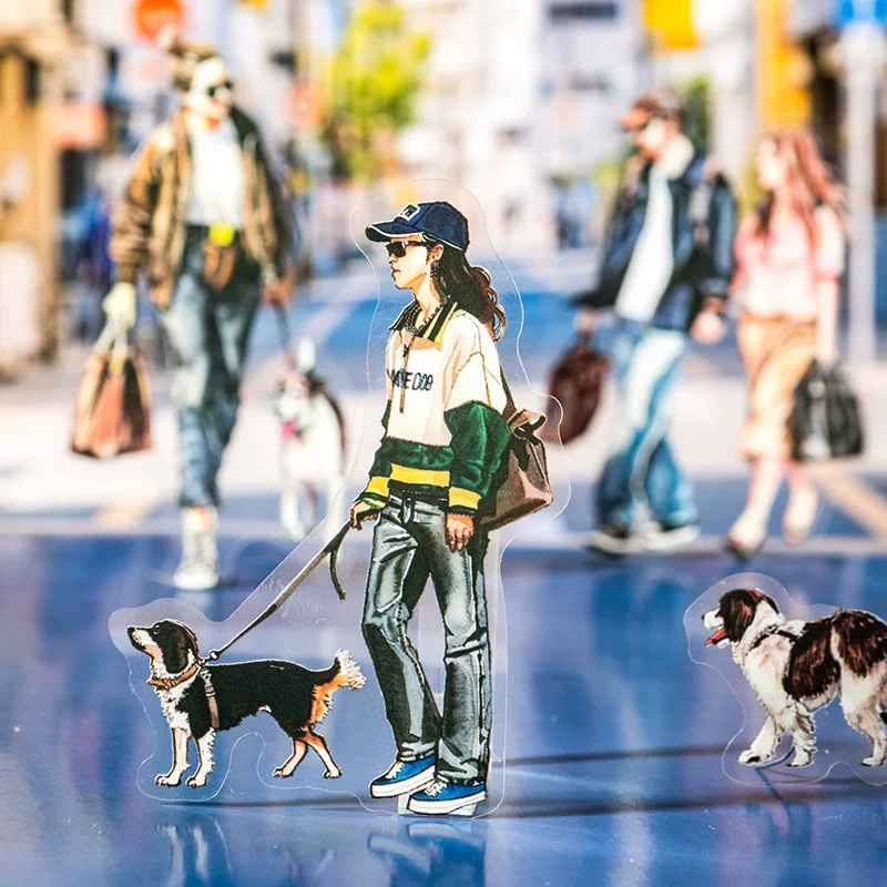 番茄酱少女 Original character PET sticker pack City walk series pocket material DIY decorative collage