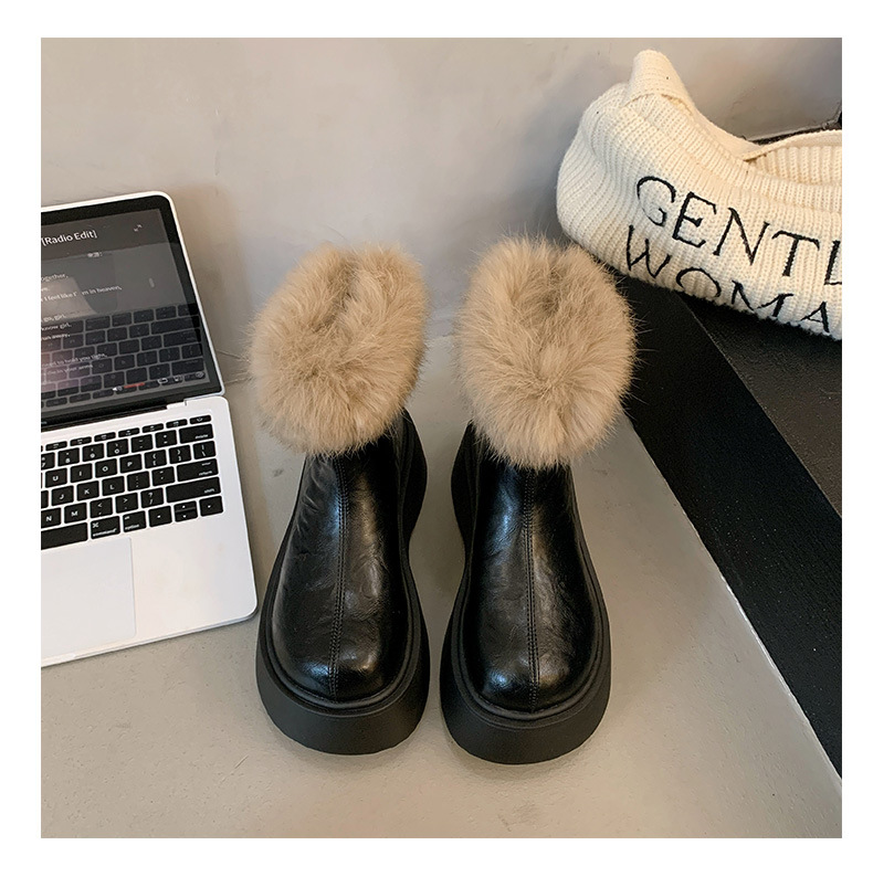 Botas finas elásticas con forro polar grueso y tacones altos, nuevas botas Martin de invierno 2024, zapatos de algodón cálidos para la nieve_voghion.com