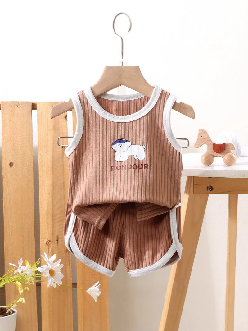 Nueva ropa para niños niñas verano cuello redondo sin mangas camiseta niños chaleco estampado de dibujos animados bebé verano estilo occidental top