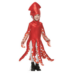 新型のハロウィンの子供は服装の海洋の生物を演じます。