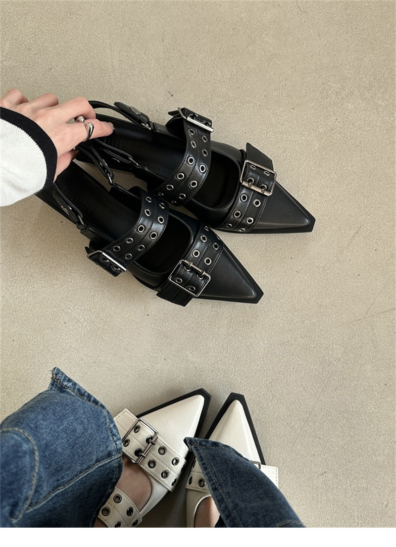 French style small fragrant pointed toe Mary Jane shoes retro medium thick heel single shoes for women 2024 spring and summer _voghion.com