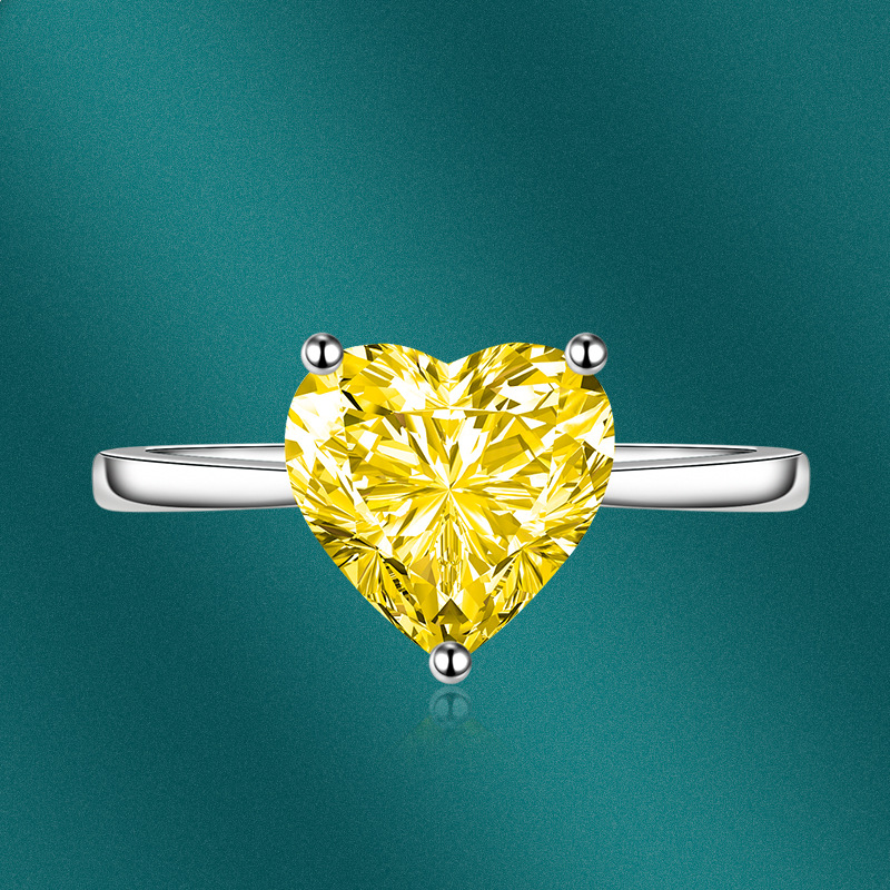 Fashion Heart Shape Copper Inlay Zircon Rings 1 Piece