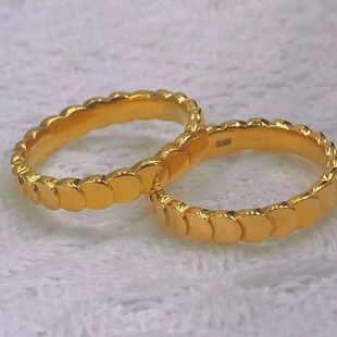 18K Gold Glossy Fish Scale Ring Au750 Non-Removable Color Gold Ring Plain Gold Tail Ring Women's Water Shell Gold Wholesale