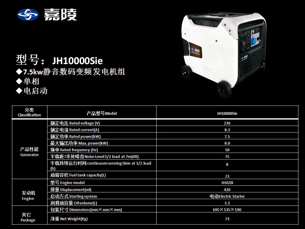 Jialing 1KW/2KW/2.2KW/3.5KW4KW/8KW Manual/electric/digital Silent Gasoline Generator Set