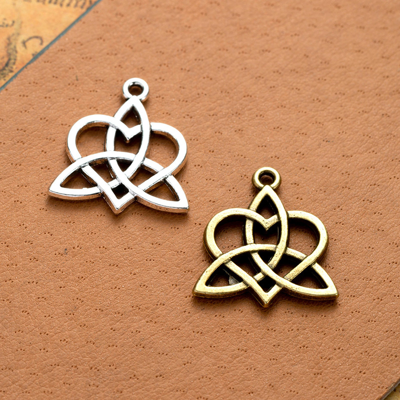 DIY handmade accessories 24*22MM love Celtic knot double-sided hollow necklace pendant vintage accessories pendant