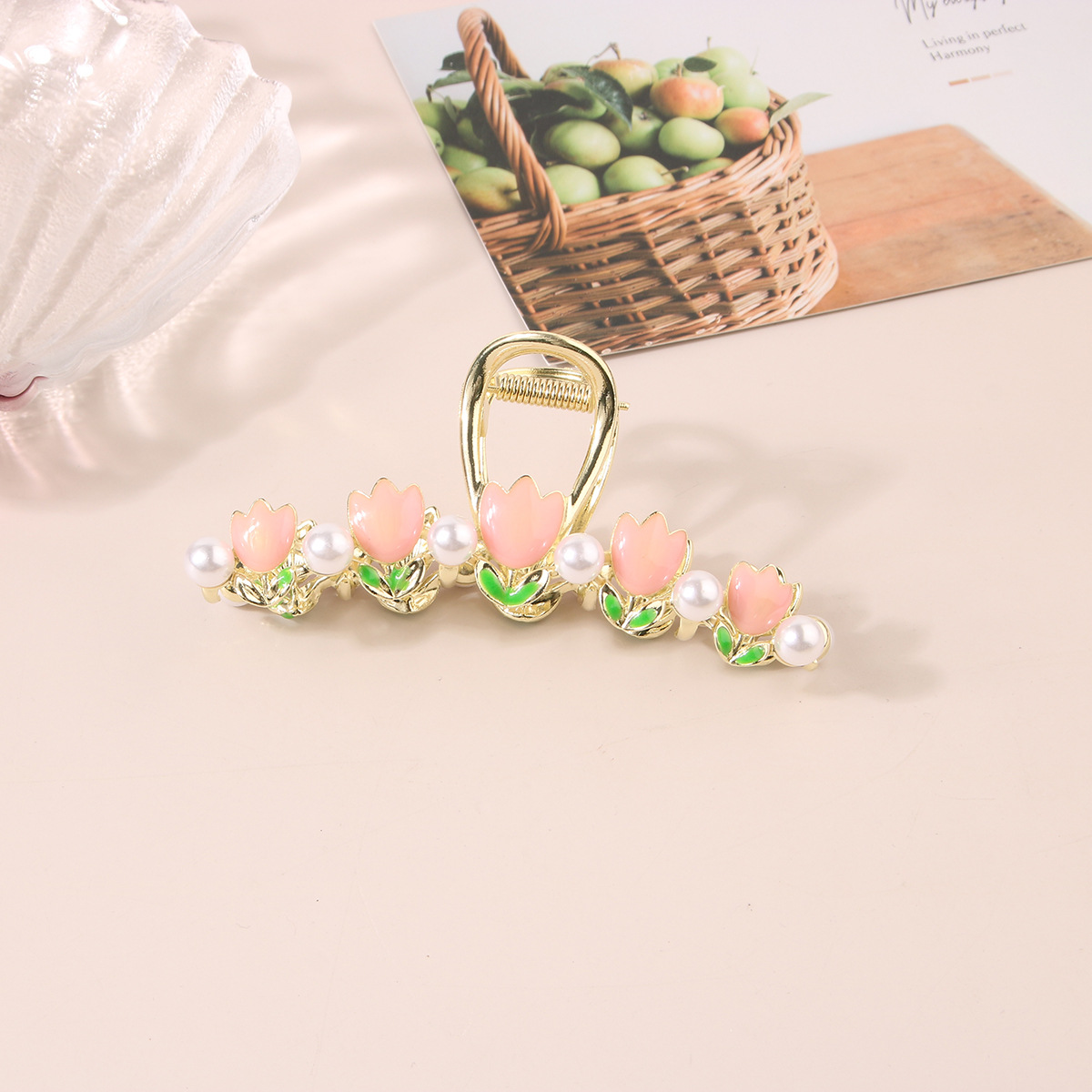 76g Weight Hair Claws Hair Accessories Type 1 Piece Quantity Pastoral Flower Alloy Plating Hair Claws