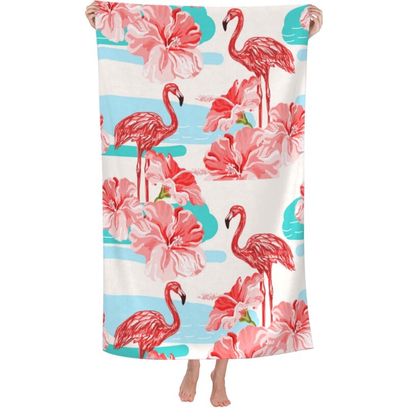 Cute Flamingo Beach Towel Microfiber Quick Dry Bath Tropical Soft Lightweight Pool Abstract Pink Towels