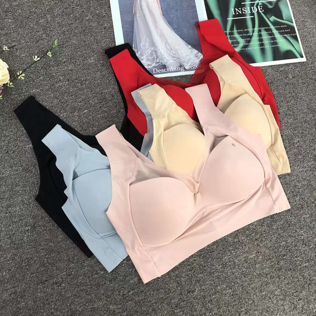 Nueva taza de látex sin marcas de alta calidad, chaleco de dama sin anillo de acero, bra de yoga, ropa interior deportiva, mujer al por mayor