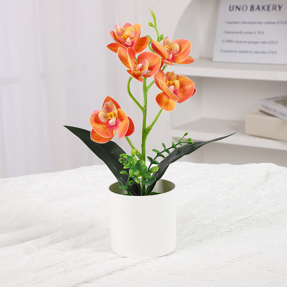 Simulación Phalaenopsis Adornos de escritorio Decoración de plástico para el hogar Accesorios de disparo de flores falsas Simulación de flores en macetas Adornos de oficina image 7