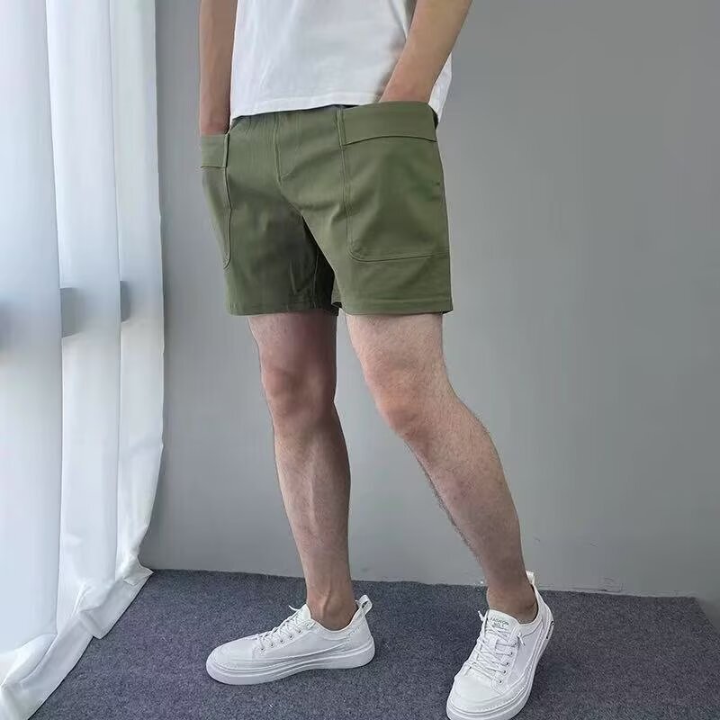 2025 Summer Loose Shorts Men's Large Pocket Crane Pants Men's Three-point Pants Three-point Pants Sports Four-point Pants for Outer Wear