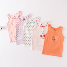 童装吊带女童夏季新款儿童莱卡棉无袖背心宝宝可爱圆领护肚小背心
