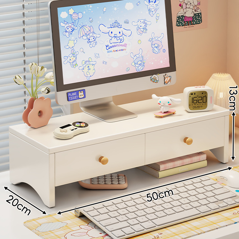 Soporte Elevador para Monitor de Tablero de Densidad con Cajón para Oficina