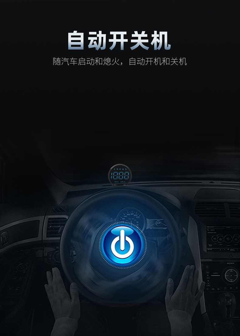 New cross-border colorful light HUD head-up display, universal car speedometer, GPS multi-function on-board computer