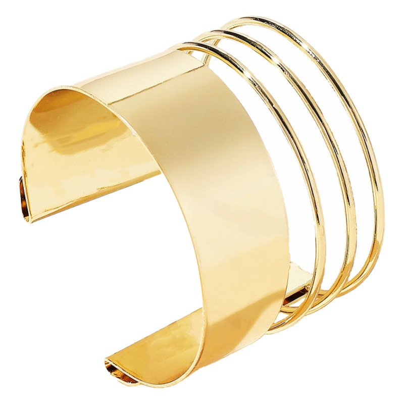 Joyería transfronteriza moda popular europea y americana brillante simple metal amplia superficie hueco pulsera de alta calidad fábrica al por mayor