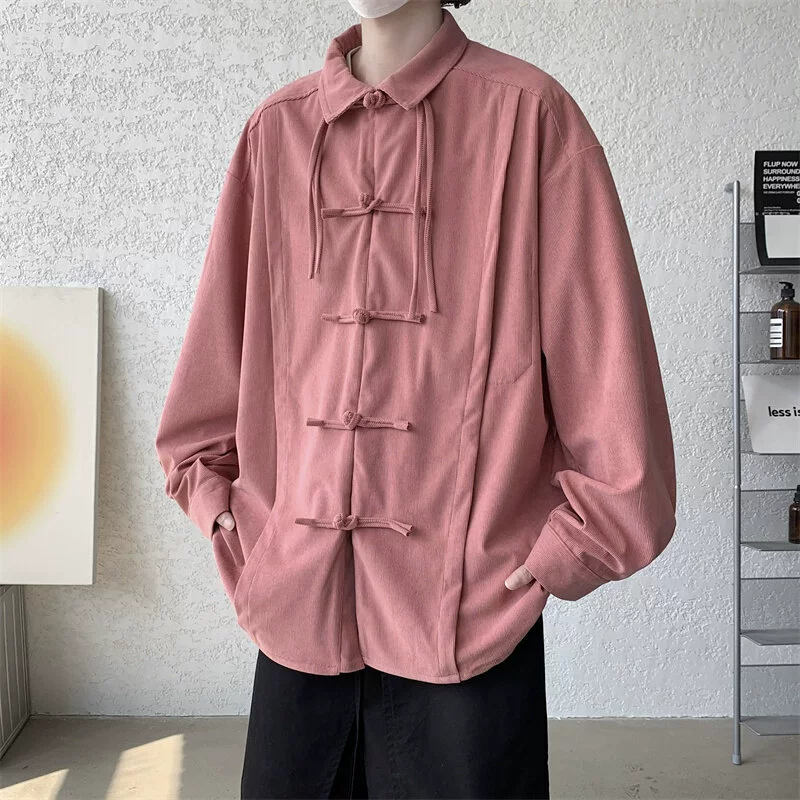 2025 гонконгский ветер большой размер рубашки в китайском стиле